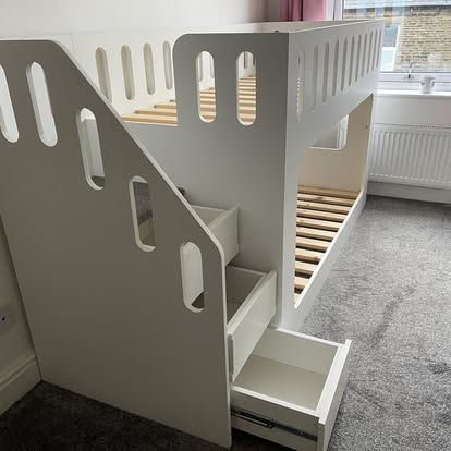 Thumbnail: Mid-Sleeper Height Bunk Bed with optional Stair Drawers (any pattern & colours)