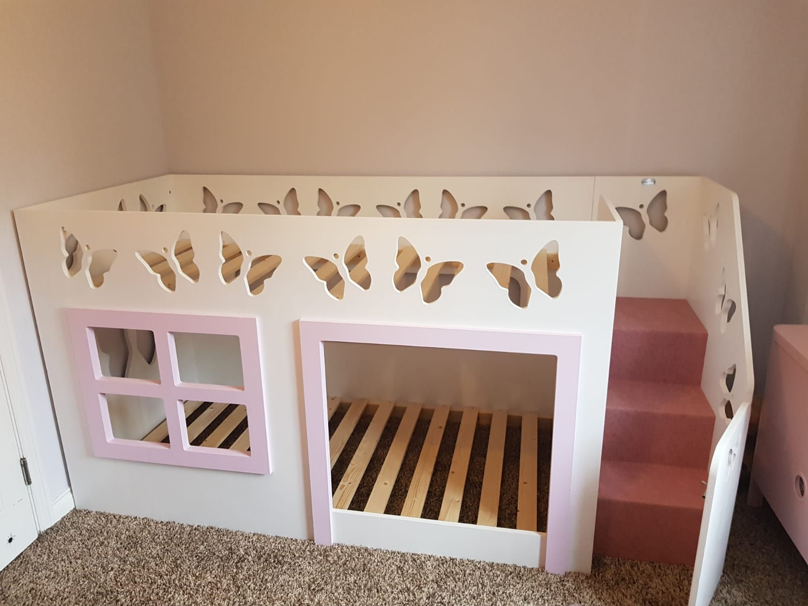 Mid-Sleeper Height Playhouse Bunk Bed (lots of patterns/any colours)
