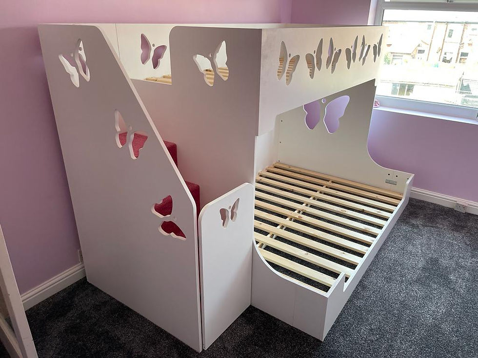 Thumbnail: High-Sleeper Triple Bunk Bed with single top & small or standard double base