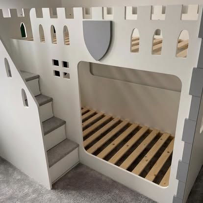 High-Sleeper Height Castle Bunk Bed with optional slide (any colour choices)
