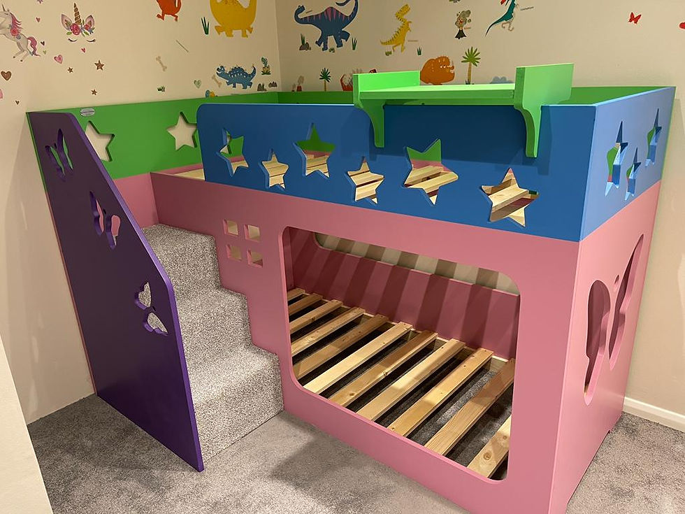 Thumbnail: Mid-Sleeper Height  Bunk Bed Front Stairs -lots of pattern choices & any colours