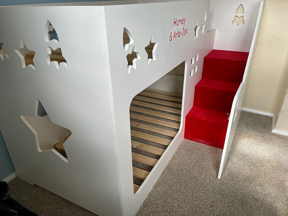 Thumbnail: Mid-Sleeper Height  Bunk Bed Front Stairs -lots of pattern choices & any colours
