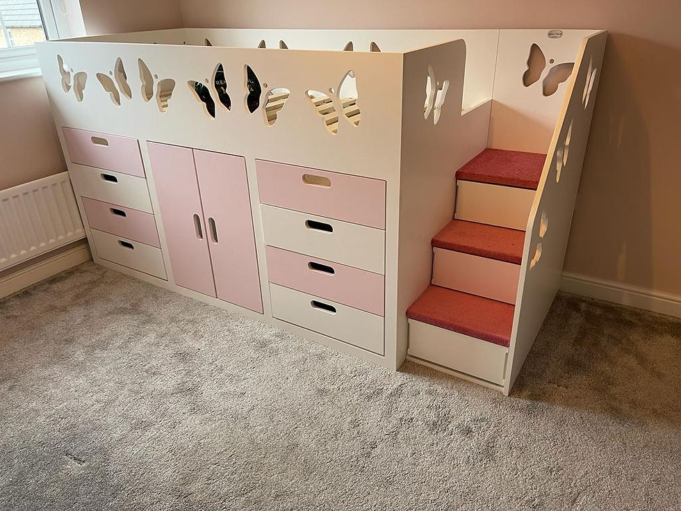 Thumbnail: Mid-Sleeper Storage Bed with Drawers & Wardrobe (lots of patterns & any colours)