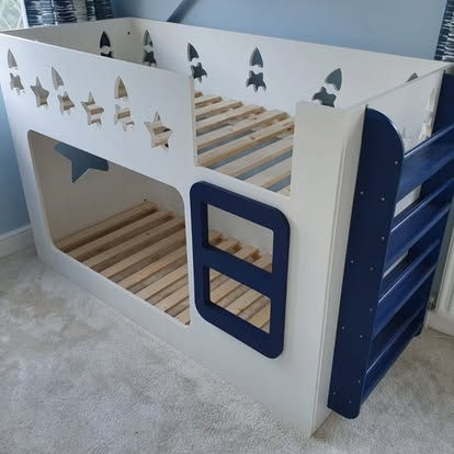 Mid-Sleeper Height Ladder  Bunk Bed (lots of pattern choices & any colours)