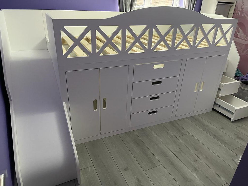Thumbnail: Mid-Sleeper Storage Bed with Drawers, Wardrobe optional slide any colour/pattern