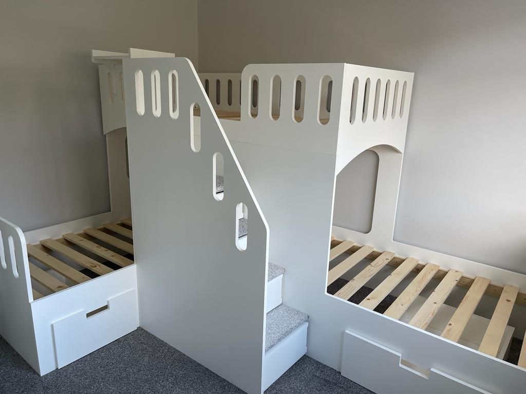 High-Sleeper L Shape 3 Way Tier  (any colours & lots of pattern choices)