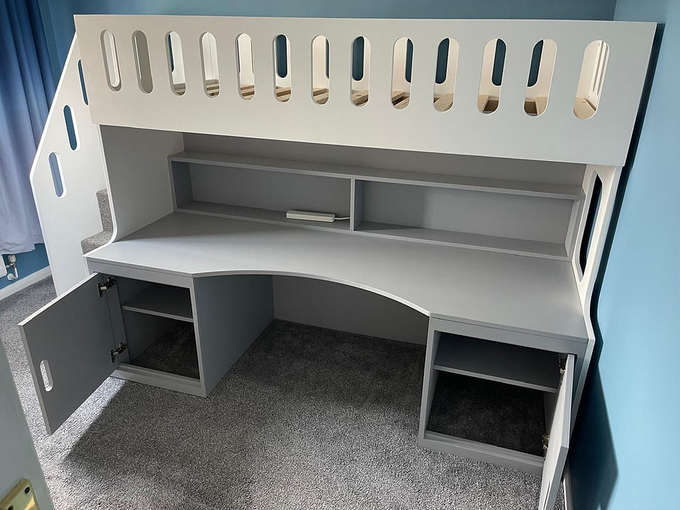 Thumbnail: High Sleeper Height Desk Bed with Cupboards  (any pattern choices & colours)