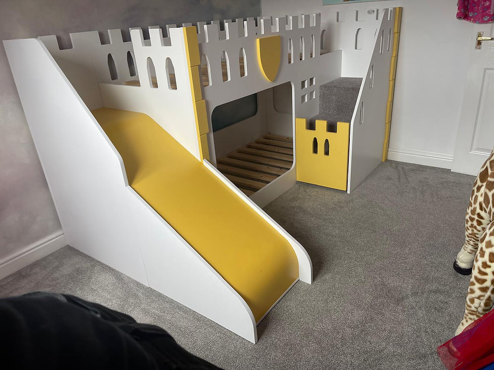 Thumbnail: Mid-Sleeper Height Castle Bunk Bed - optional Slide & Stair Gate (any colours)