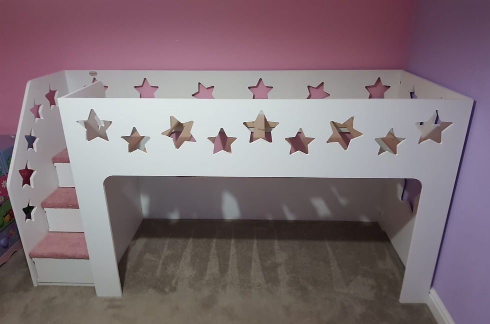 Thumbnail: Open Mid-Sleeper Height  Bed with Oblong Pattern (shorty or single size)