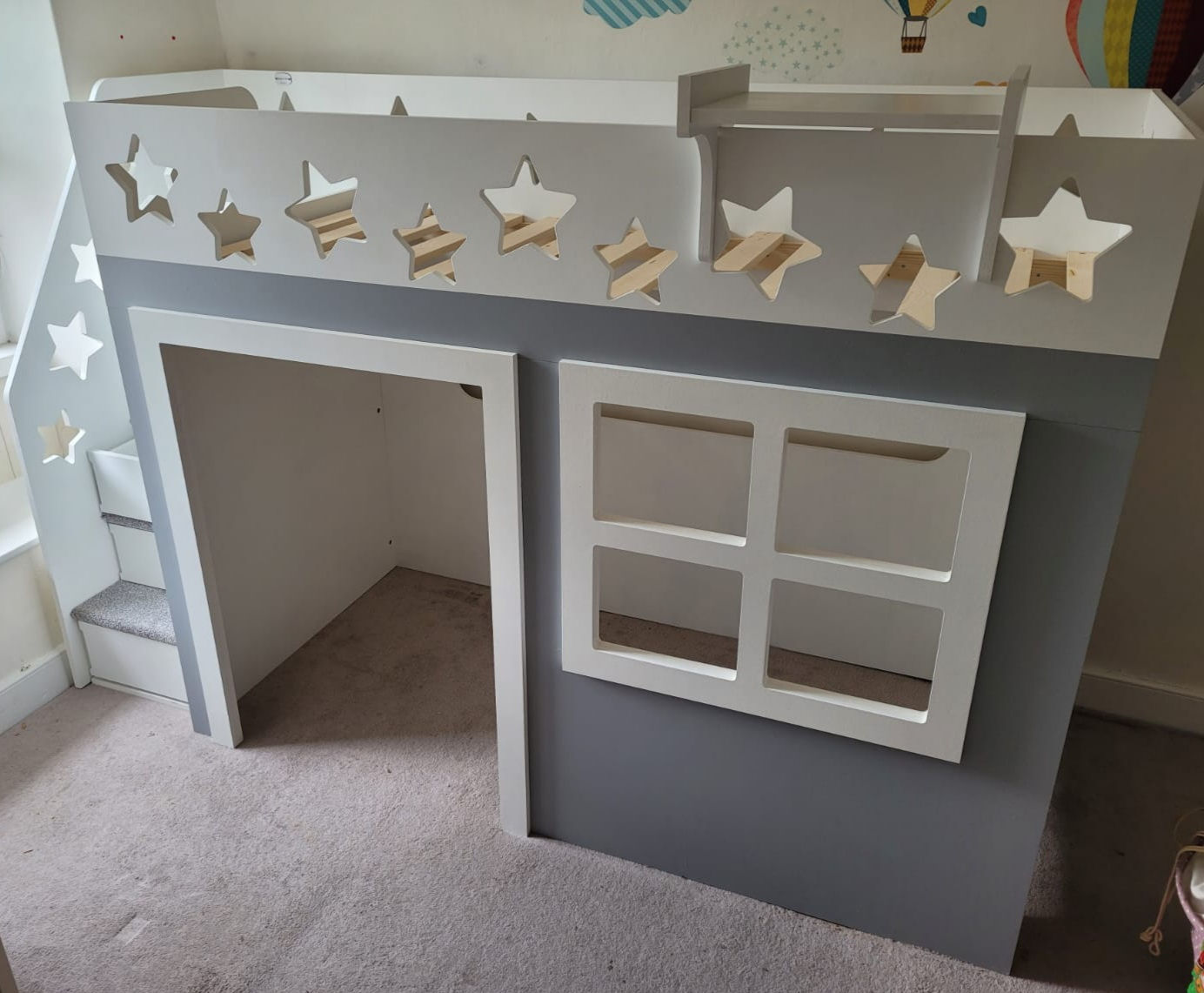 High-Sleeper Height Playhouse Bed (accessories & lots of patterns/any colours)