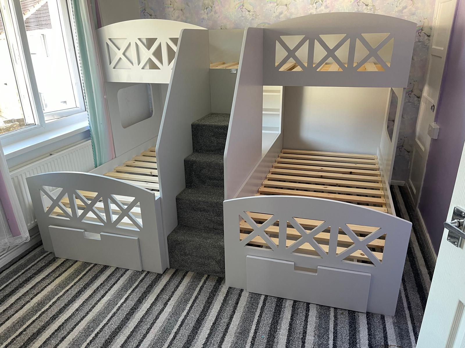 High-Sleeper 3 Way Tier with x2 Under Bed Storage Drawers (any colour & pattern)