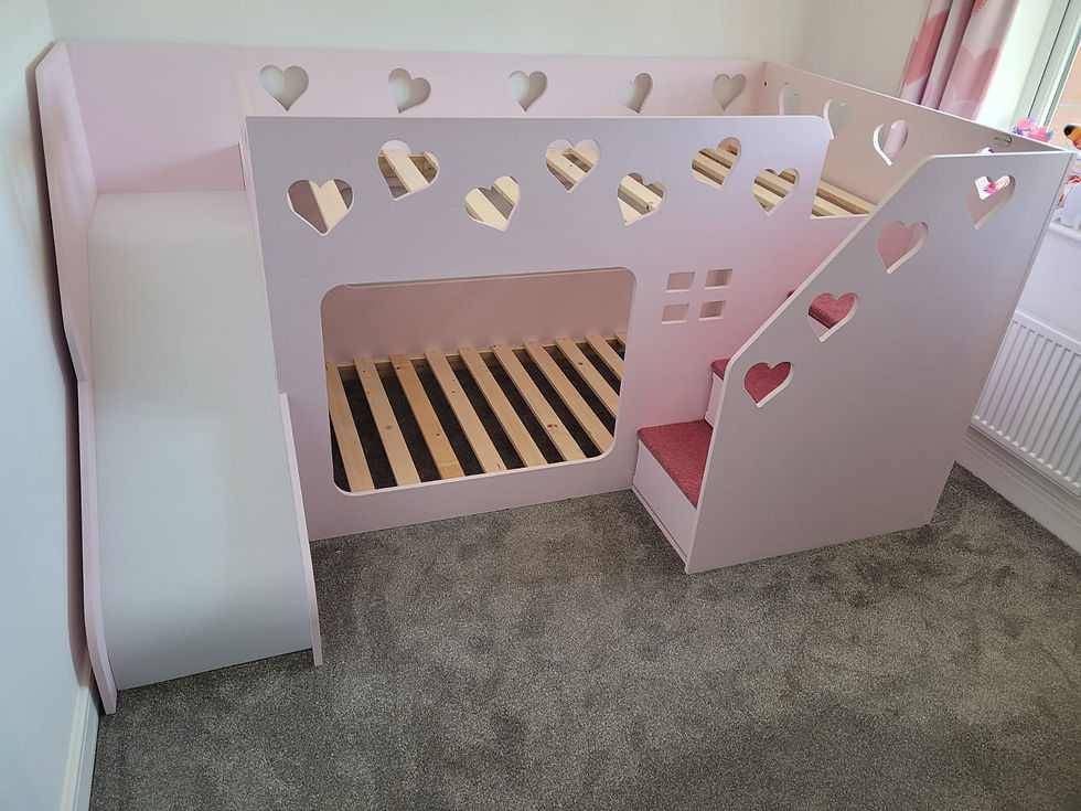 Thumbnail: Mid-Sleeper Height  Bunk Bed Front Stairs with optional Slide & Stair Gate