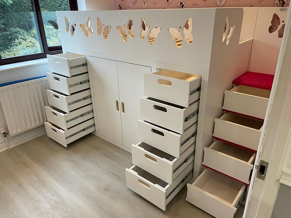 Thumbnail: High-Sleeper Storage Bed with Drawers & Wardrobe (any patterns & any colours)