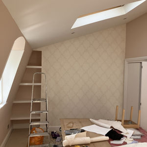 CLAPHAM COMMON Farrow N Ball WallPaper, FnB Pink walls, Off white Ceiling
