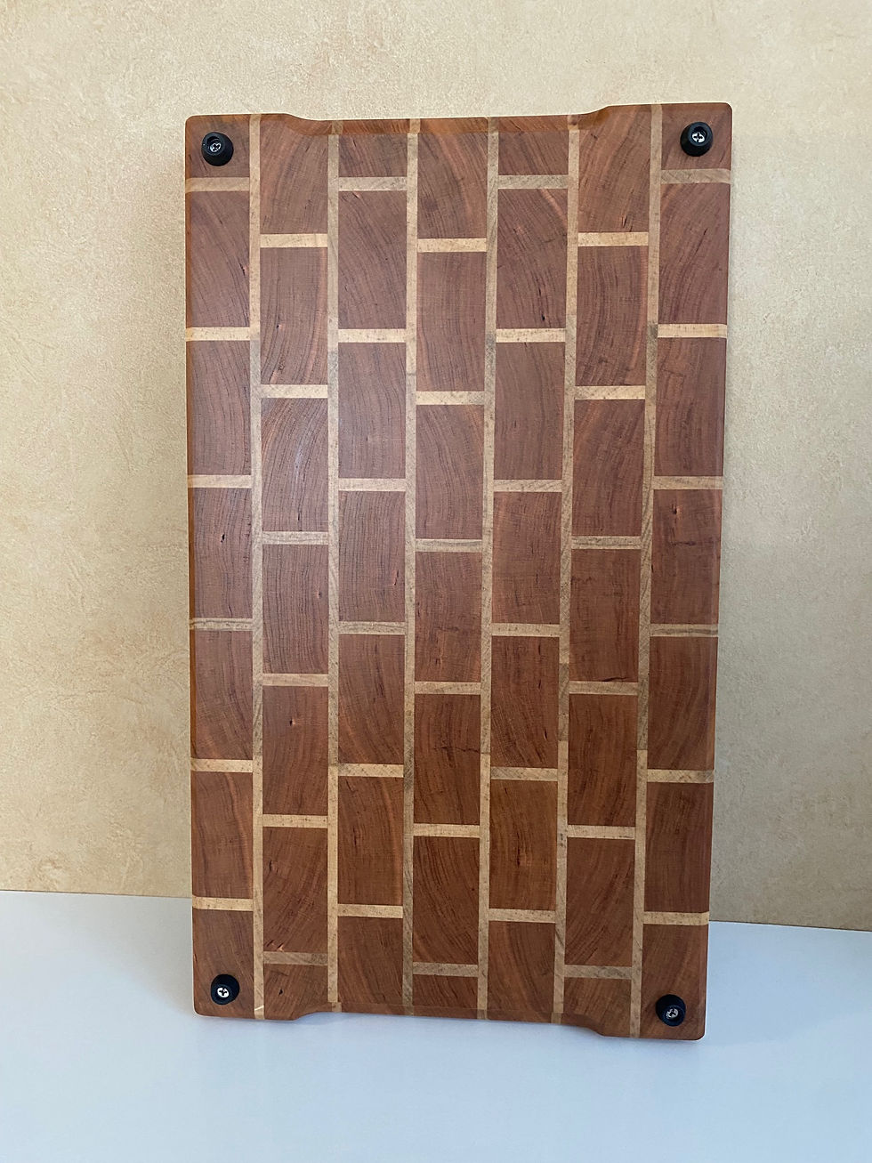 Thumbnail: Cherry and Maple Brick Pattern End Grain Cutting Board- 19.5"x11"x2" w/fee