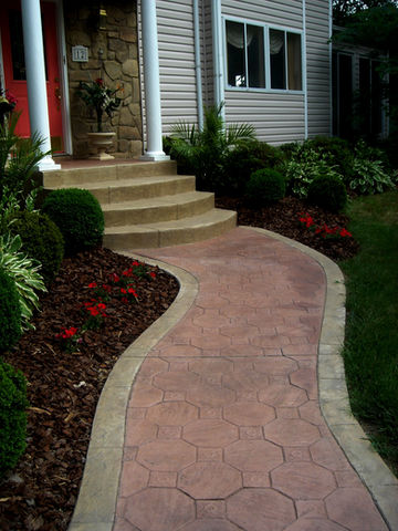 Stamped Concrete Front Stoop by Greystone Masonry