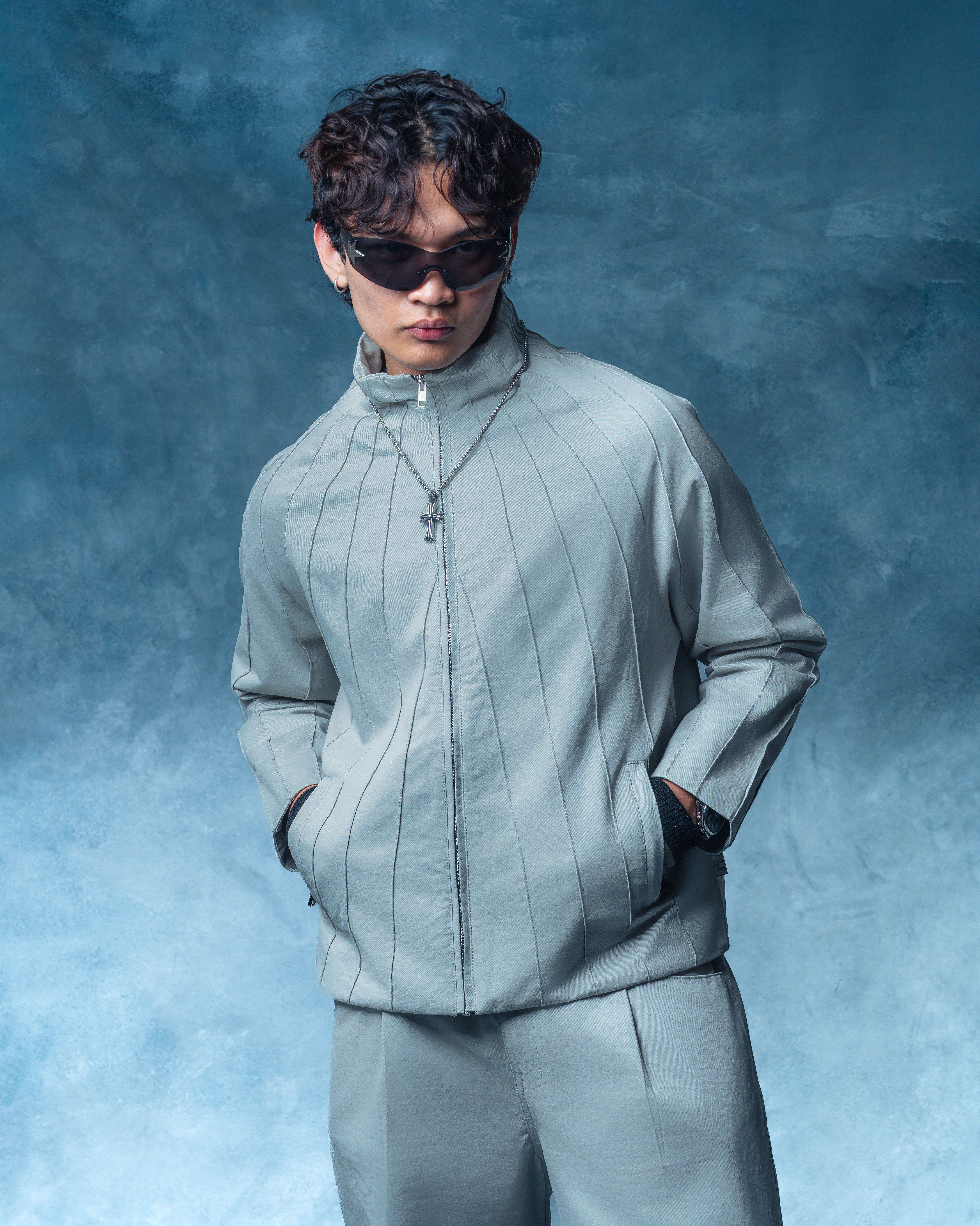 HUBA Pinstripe Jacket - Grey
