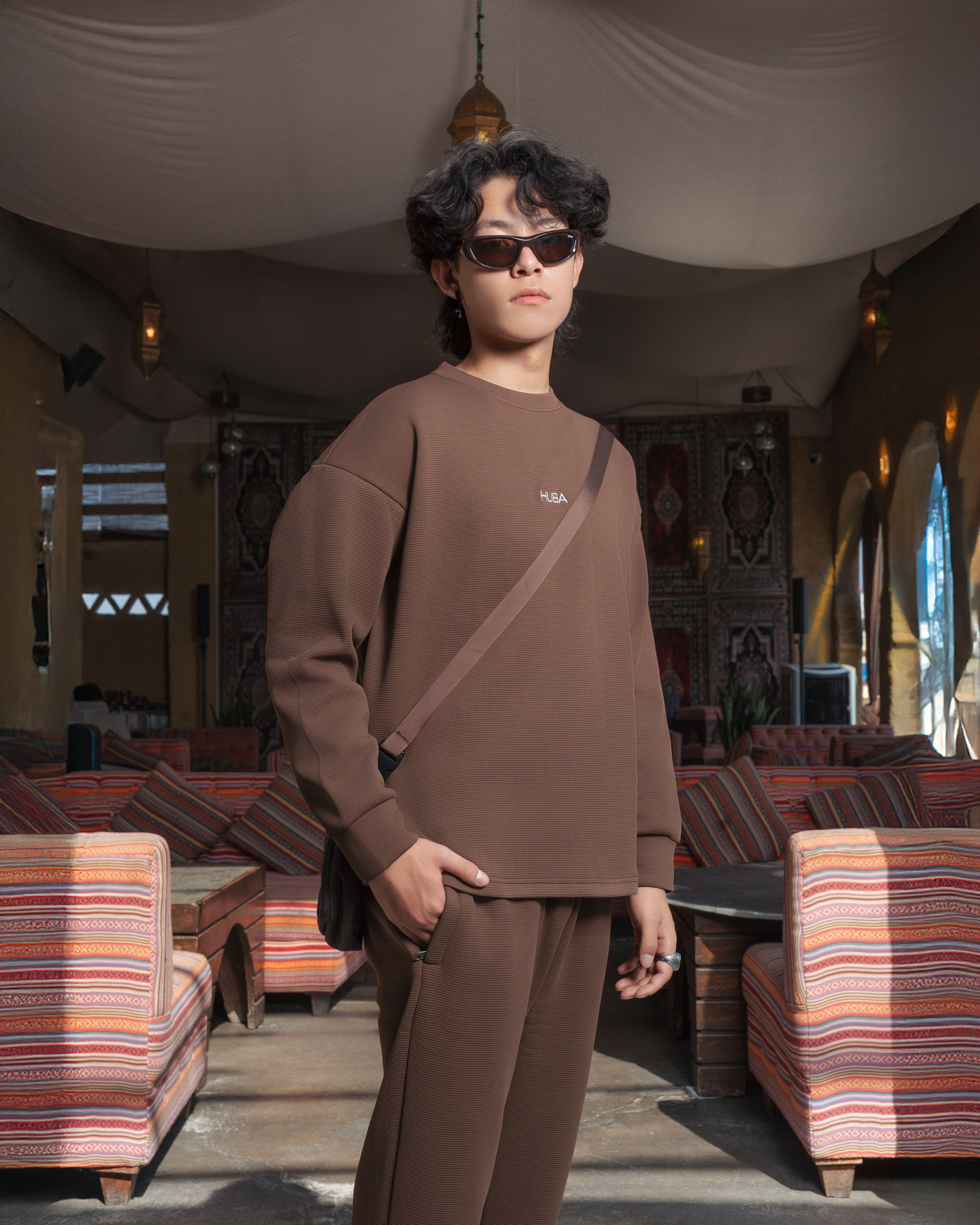 HUBA Waffle Sweatshirt - Dark Brown