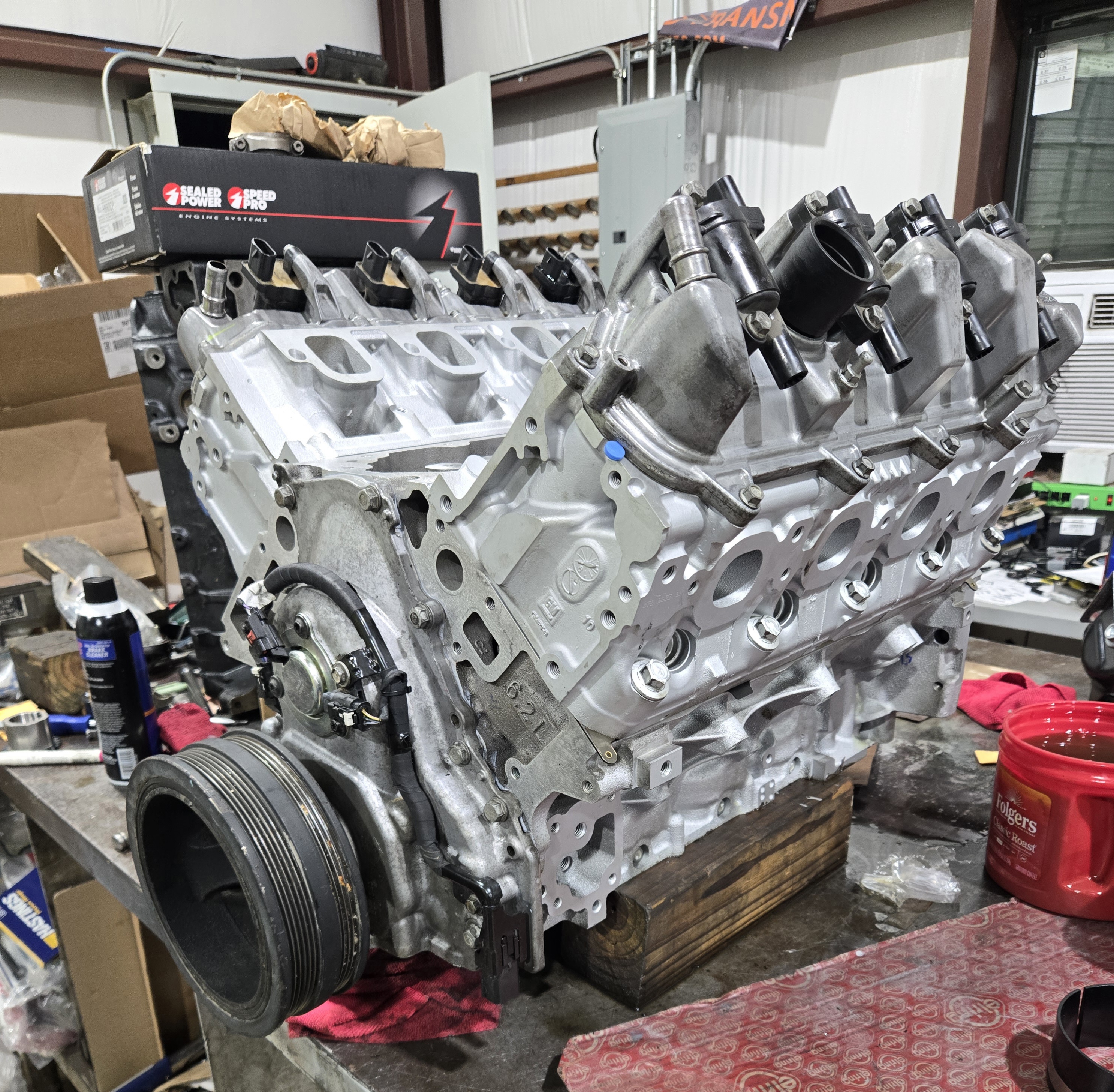 Representative engine assembly in the Big 3 shop