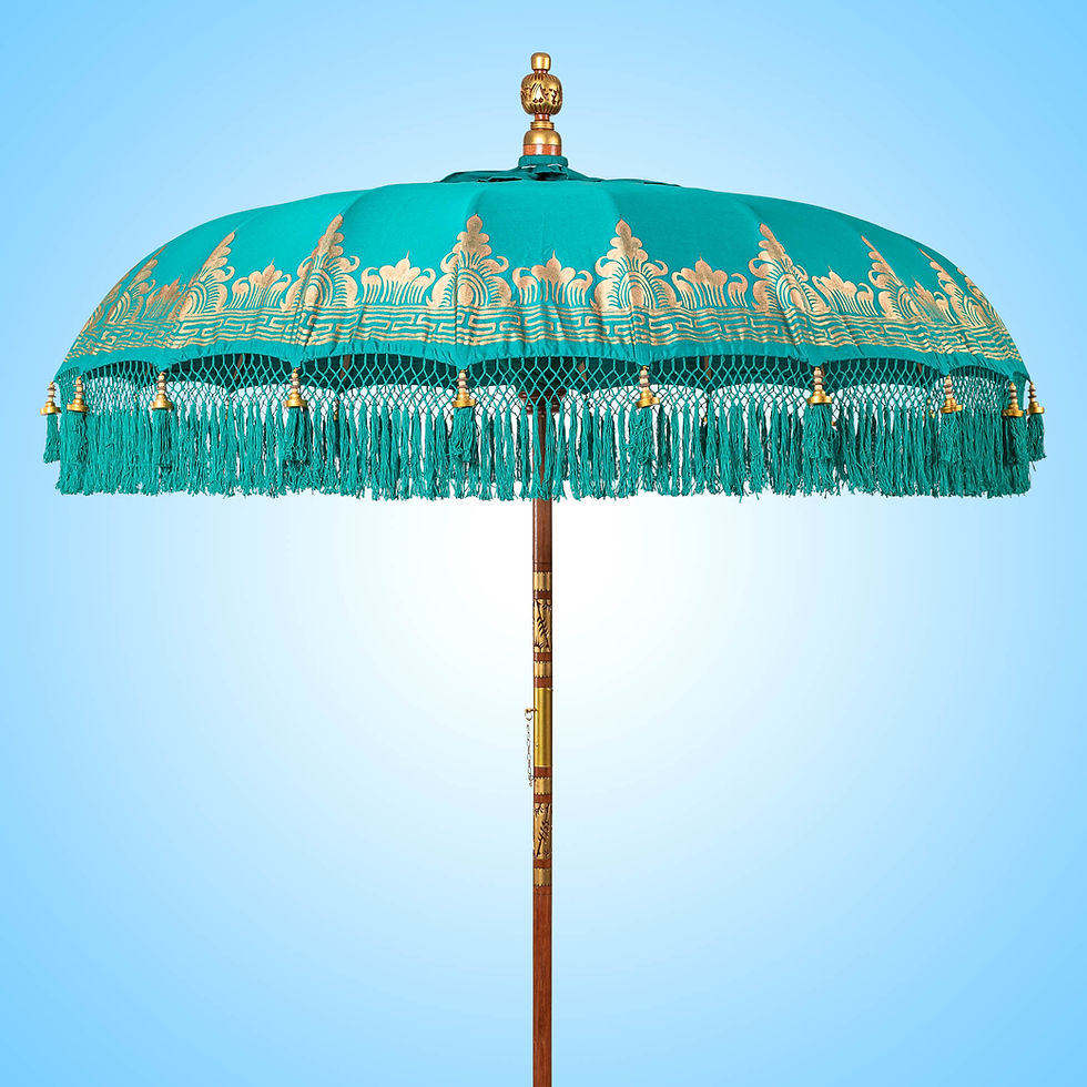 Ombrellone Balinese Paradise Luhur In Cotone, Diametro 3 Metri, Colore Turchese – Produzione Artigianale
