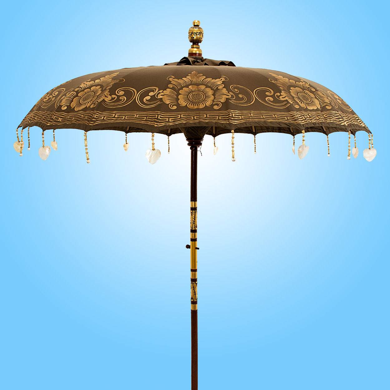 Olive green parasol natural asian style - LAVA PEARL - Bali Parasol original
