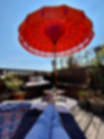 Orange Serenity parasol fuchsia