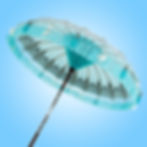 Baby blue turquoise balinese parasol fringed