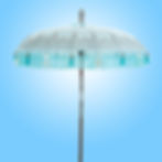 Baby blue turquoise balinese parasol fringed