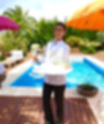 Pool party parasols catered by Goyo Marbella