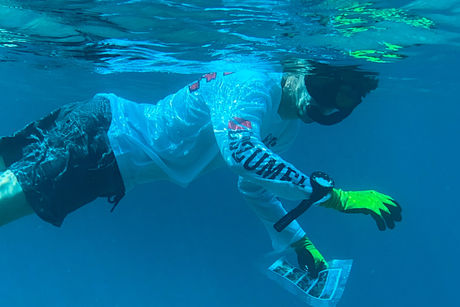 Snorkeler in our coral nursery snorkel tour of the Cozumel Coral Reef Restoration Program.