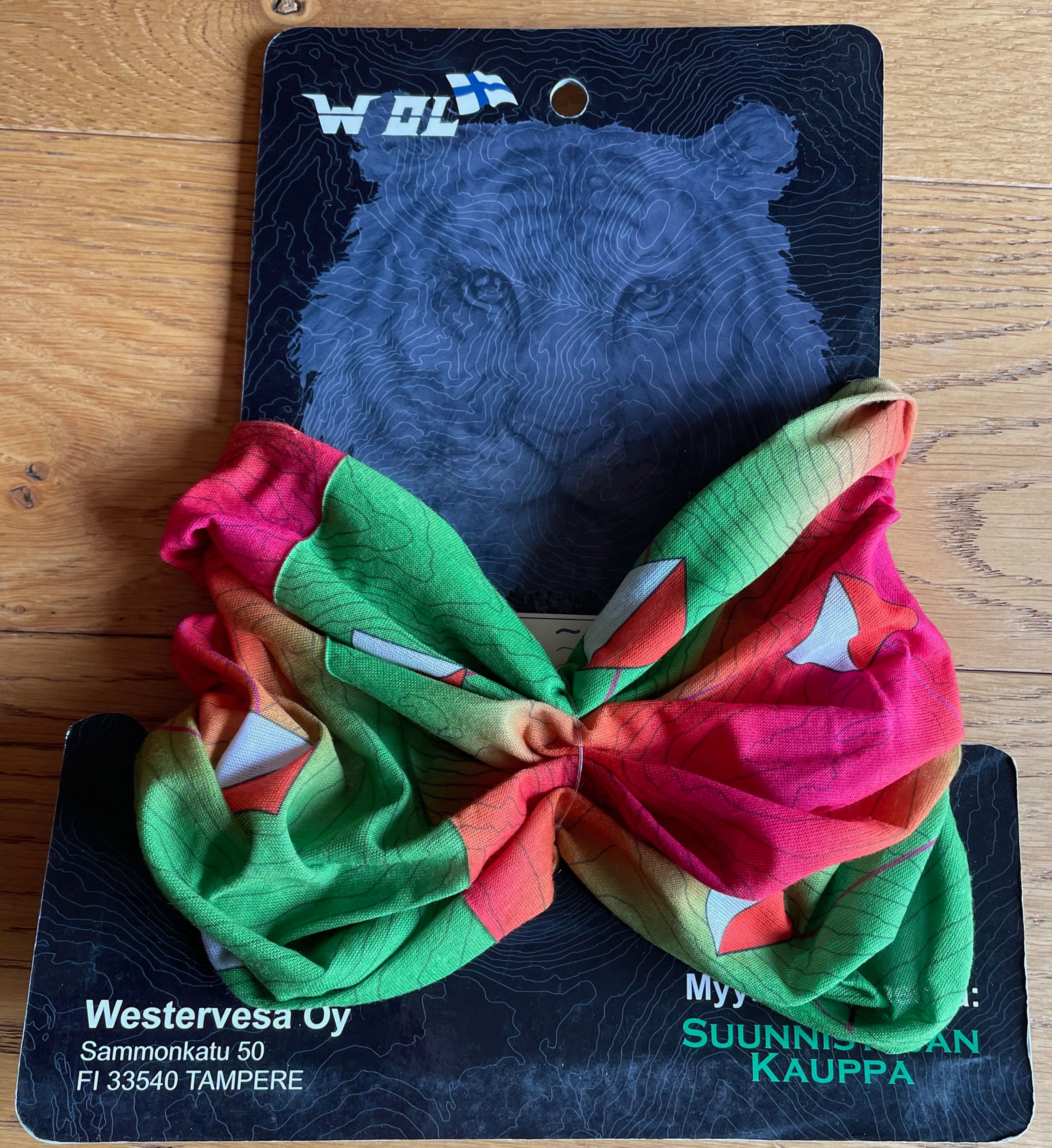 Tour de cou / Buff WOL - vert - rose avec balises et motif CO