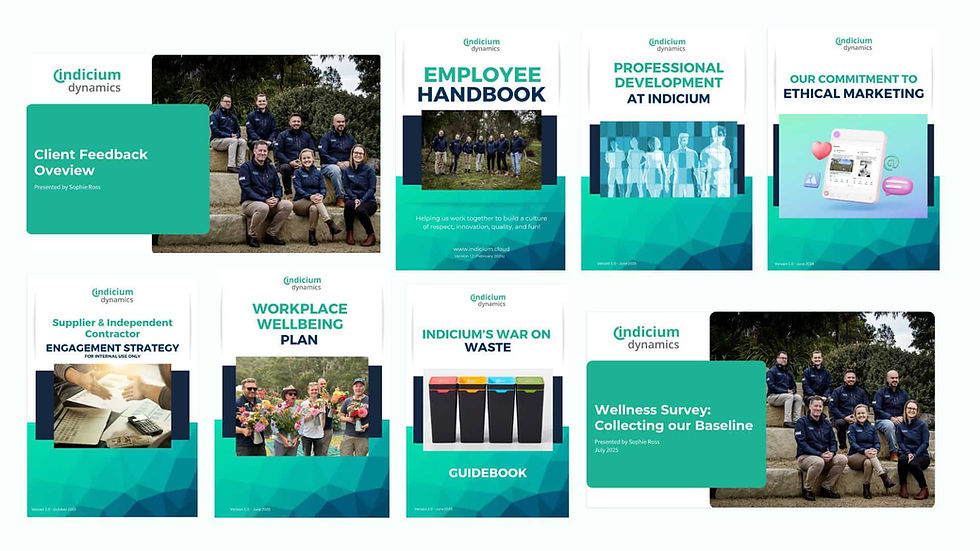 An example of the range of policies and guidebooks developed as part of B Corp certification
