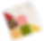 Nine patterned fabric squares arranged like a quilt on a black background, including floral, polka dot, and pastel prints.