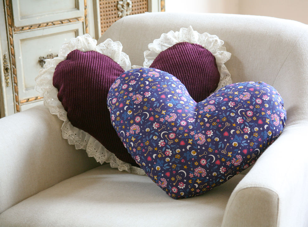 Thumbnail: Heart Cushion Sewing Pattern (PDF) | Quilted Cushion with Ruffle and Zip Options
