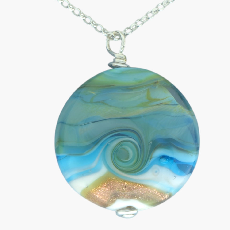 ladies beach inspired blue and green pendant
