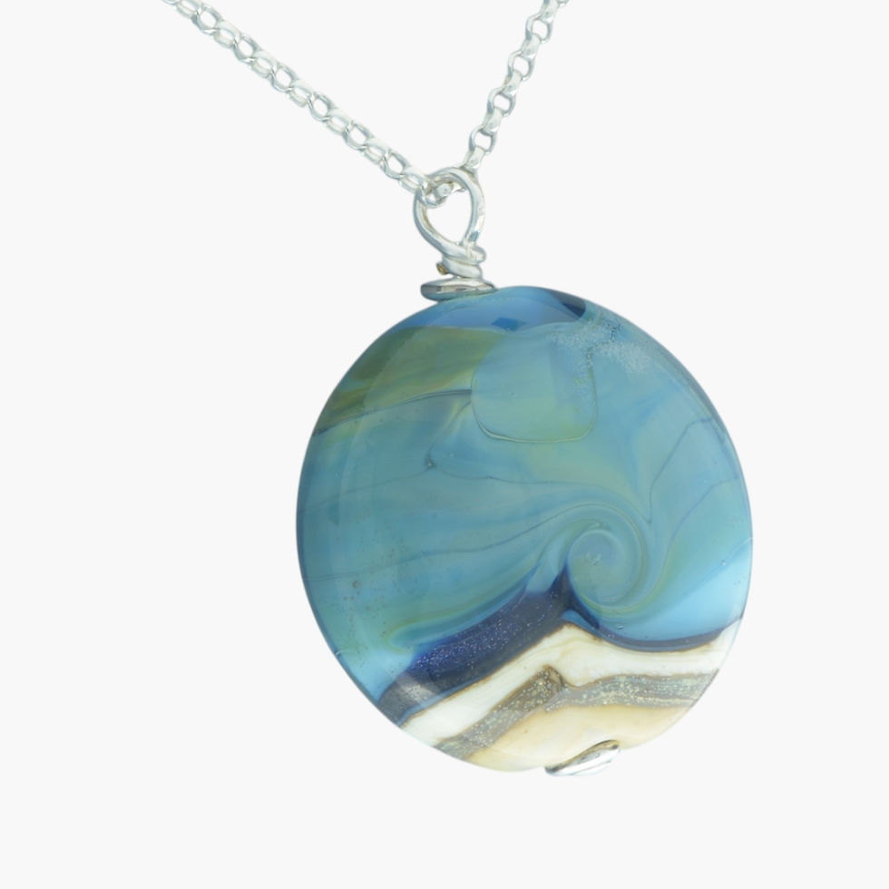 Ladies Glass sea pendant on silver chain