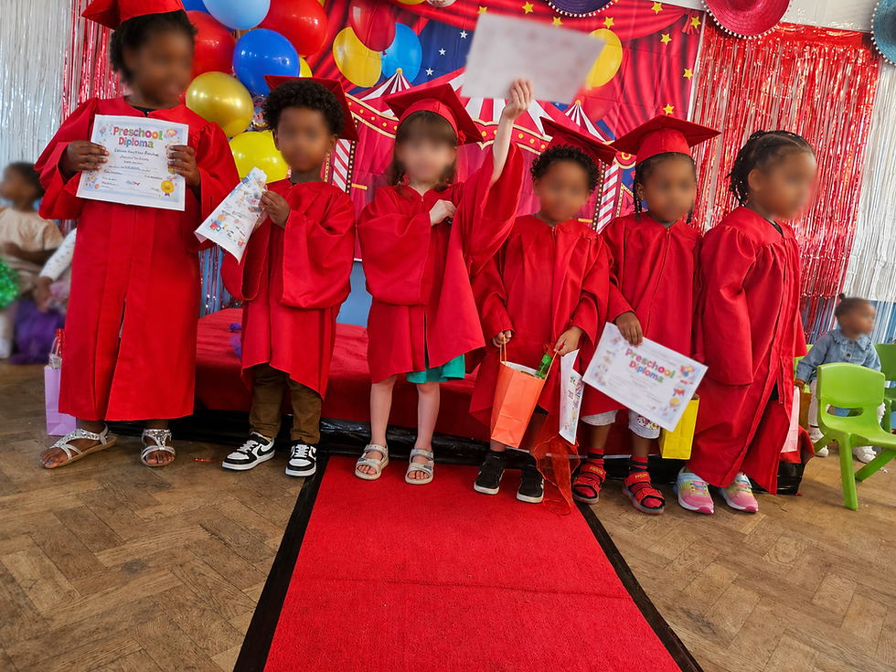 Children at a graduation ceremony in a nursery in Thornton Heath