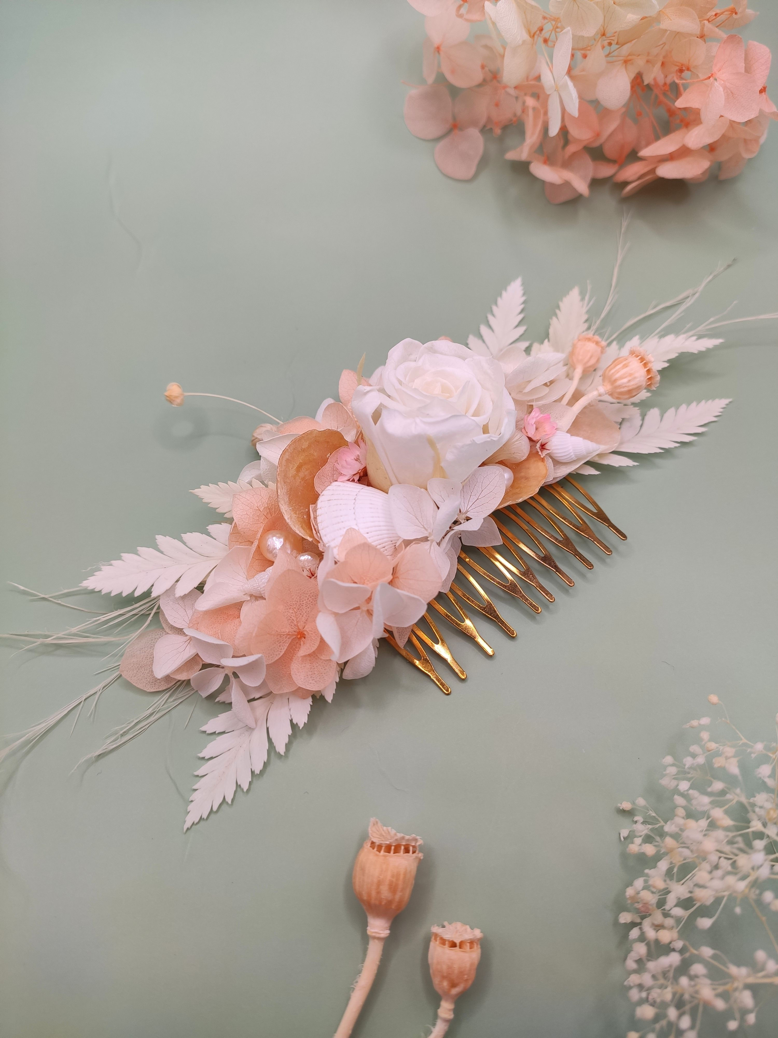 Peigne fleuri Nausicaä Corail