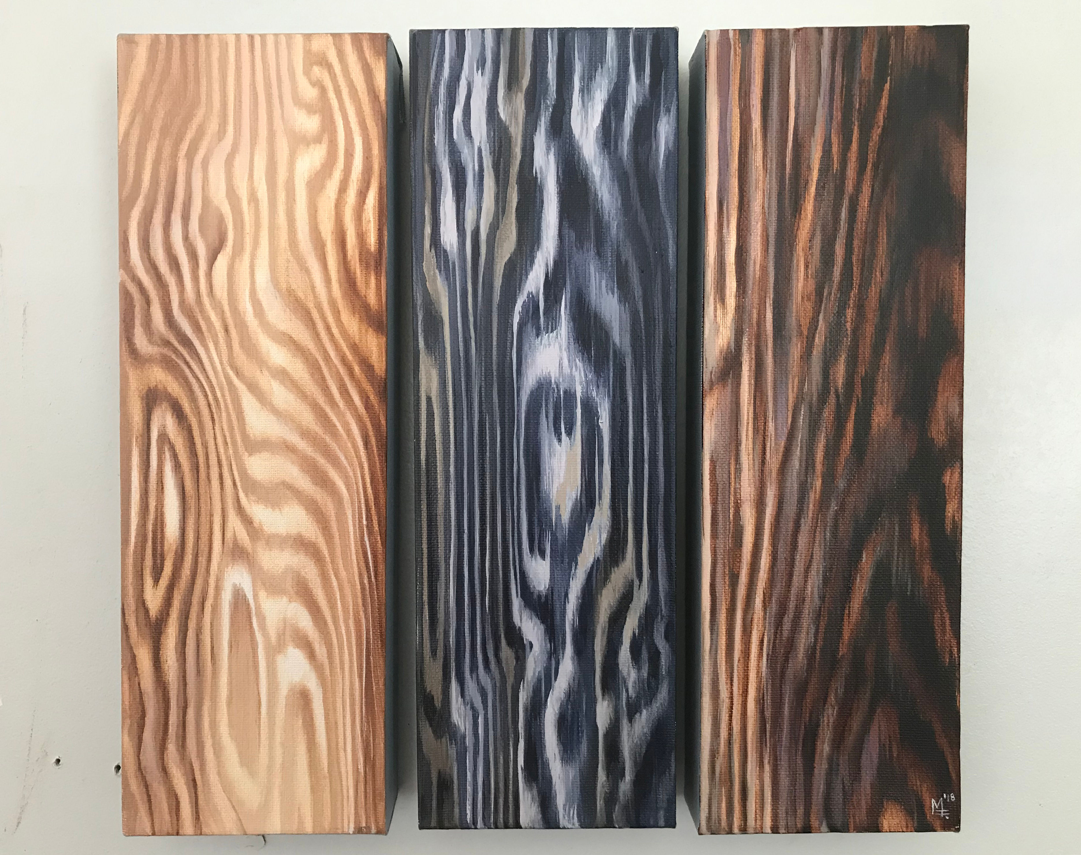 "Wood Panel #7 Triptych" - Original Painting