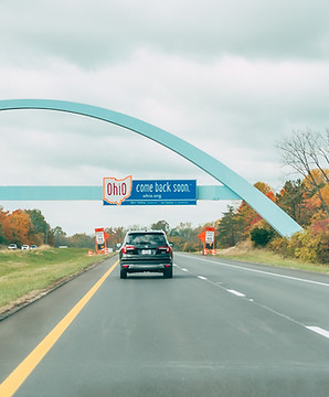 Driving under a sign for Ohio