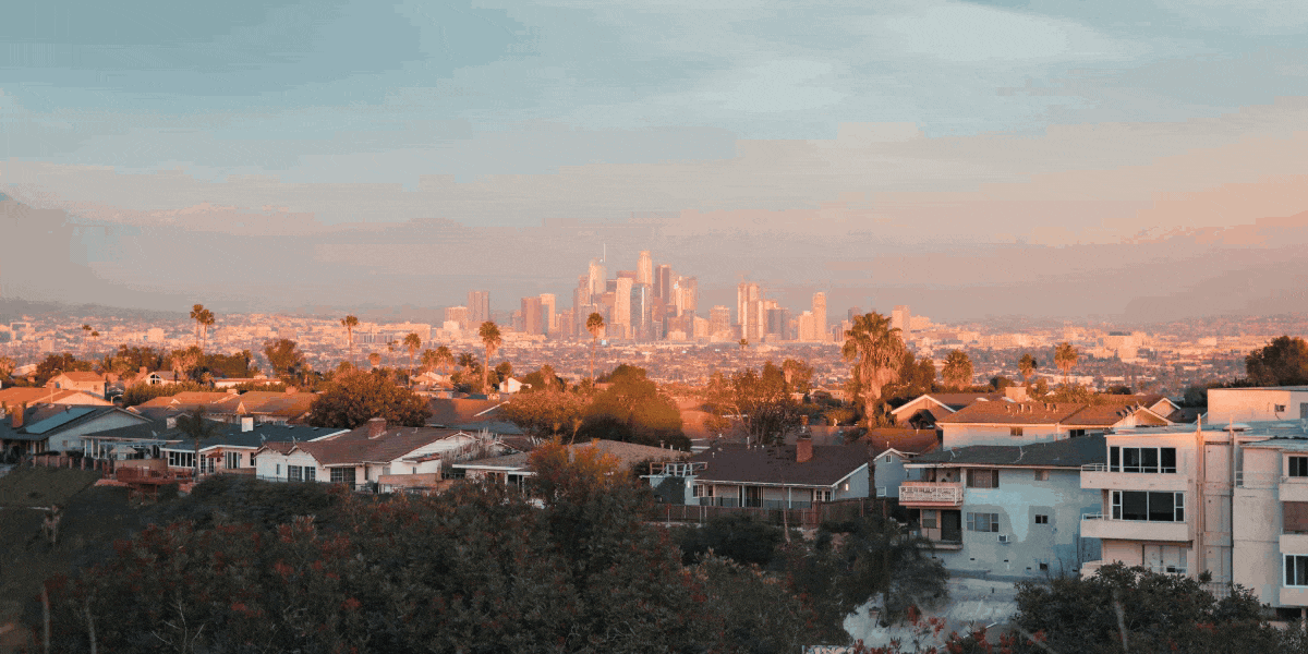 Los Angeles skyline at dusk