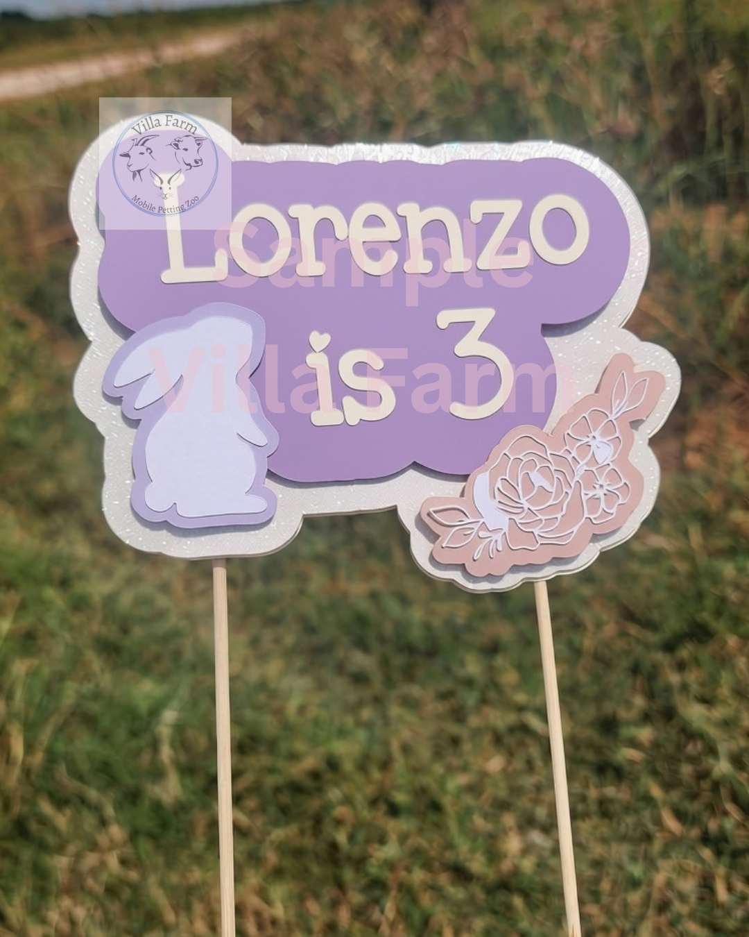 Personalized Bunny Birthday Cake Topper