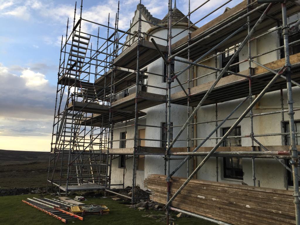 Scaffolding to replace the harling