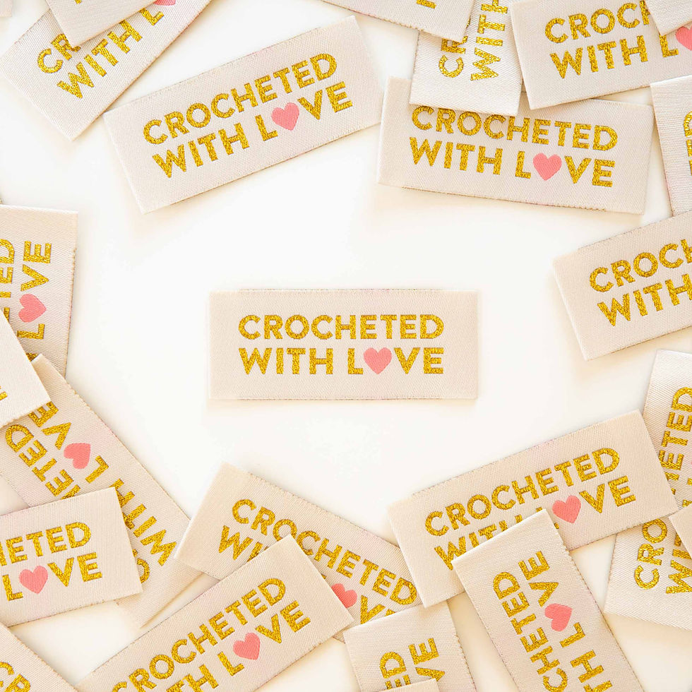 Thumbnail: Crocheted with Love Woven Labels - Woven Sewing Label Tag