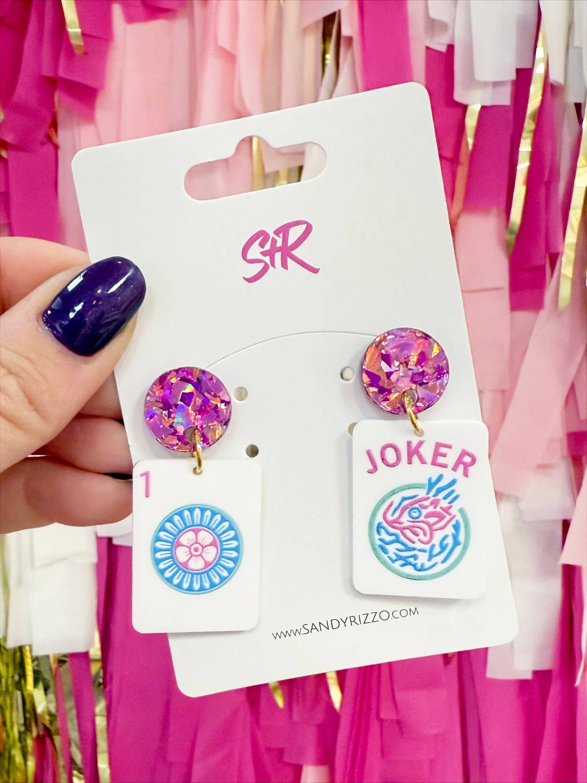 Party Mahjong Acrylic Dangle Earring