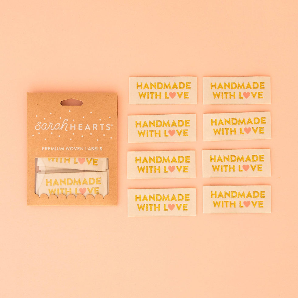 Thumbnail: Handmade with Love Gold Sewing Woven Labels Tags