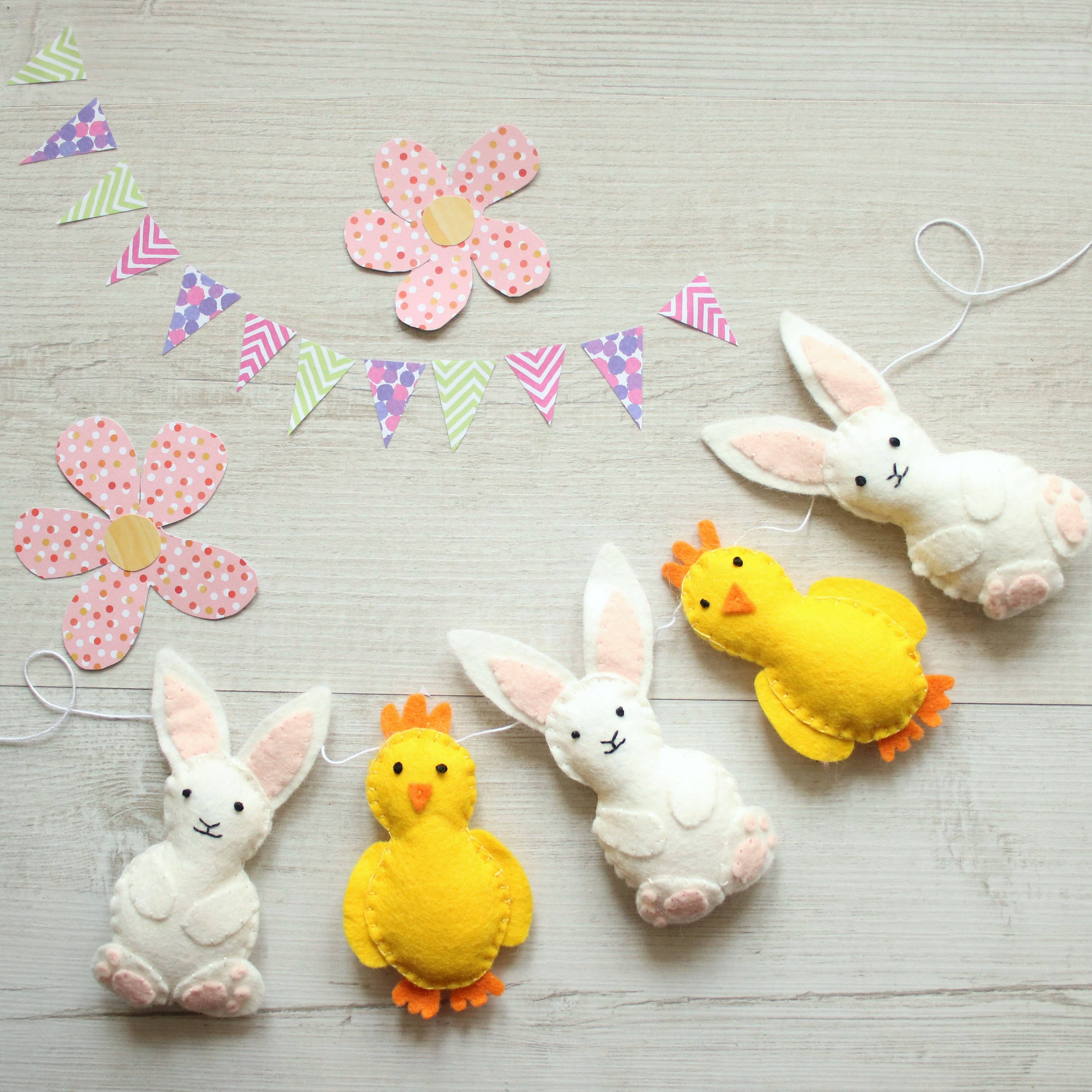 Bunny and Chick Garland Kit, Sewing Craft Kit
