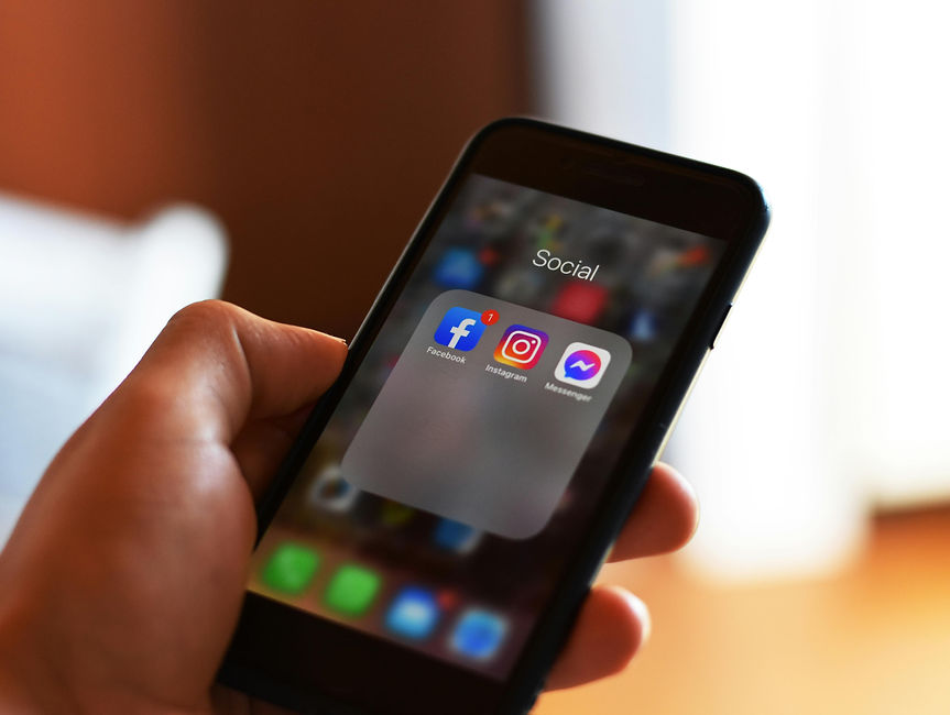 Mobile phone with Instagram icon