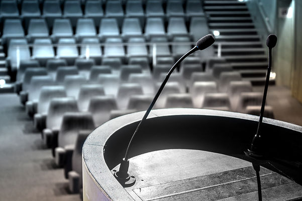 Podium empty auditorium microphone