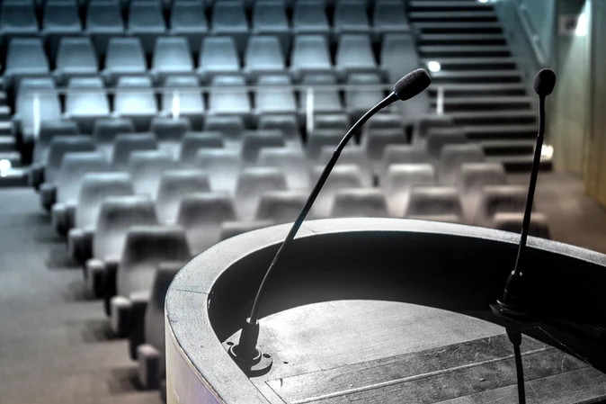 A lectern in an auditorium